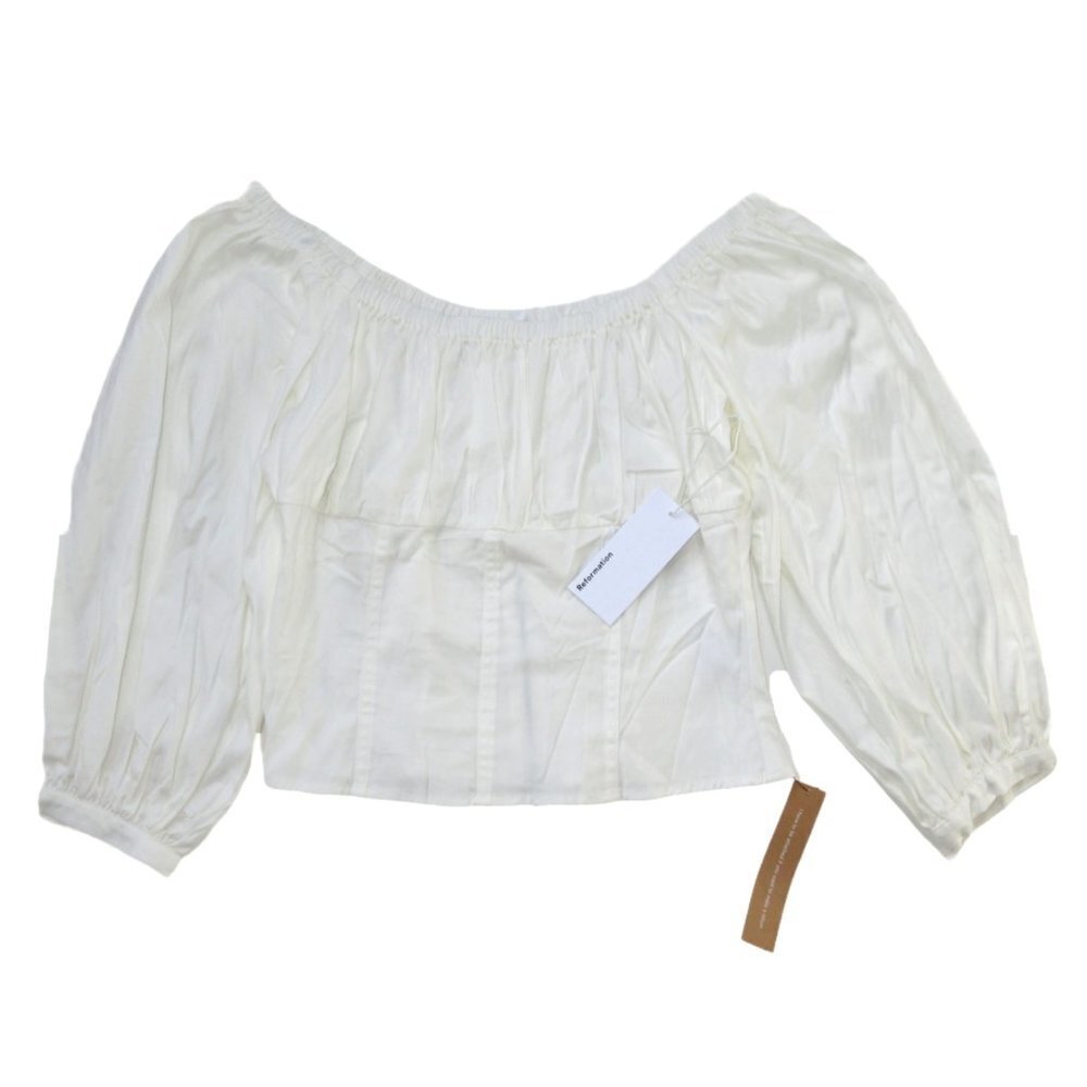 NWT Reformation Truffle Top in White Cotton Off Shoulder Casual Corset Blouse 8